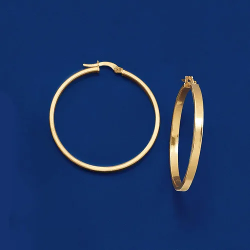 Vista 3 de Ross-Simons Pendientes de aro italianos de oro amarillo de 14 quilates con borde cuadrado, Oro, no conocido