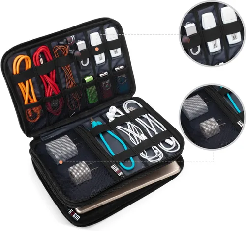 Vista 2 de Organizador de equipaje con doble capa para viajes BUBM, para llevar dispositivos y accesorios electrónicos., gris, 2 capas M Bolsa de viaje