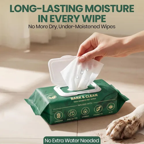 Vista 7 de Bark & Clean Toallitas de bambú para limpieza y desodorización – 8.5 x 9 pulgadas 110 toallitas hipoalergénicas compostables para mascotas