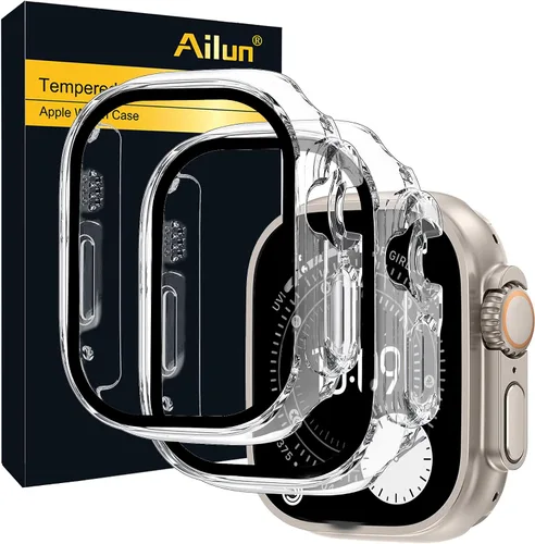 Vista 8 de Ailun Funda protectora de pantalla para Apple Watch Series 9, 8 y 7 [1.61 pulgadas], carcasa rígida ultrafina de policarbonato integrado con vidrio