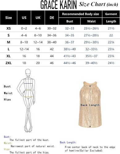 Vista 5 de GRACE KARIN Camiseta sin mangas con cuello halter de lentejuelas para mujer, camisola elegante y brillante, para fiesta, club, cóctel, chaleco