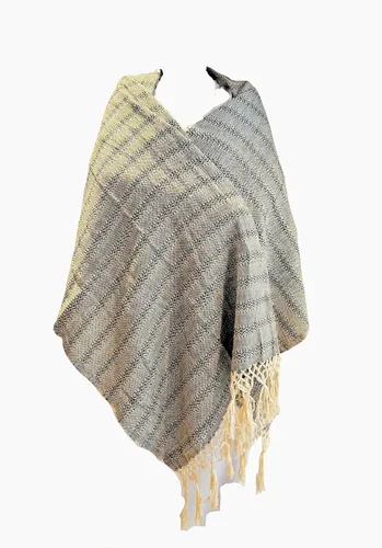 Vista 2 de ALKIMIA INC Chal Rebozo de algodón hecho a mano mexicano Negro