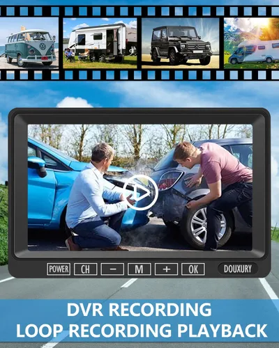 Vista 3 de Cámara de respaldo inalámbrica para autocaravana DOUXURY IP69 impermeable con ángulo de visión amplio de 170°, cámara de visión trasera HD 1080P +