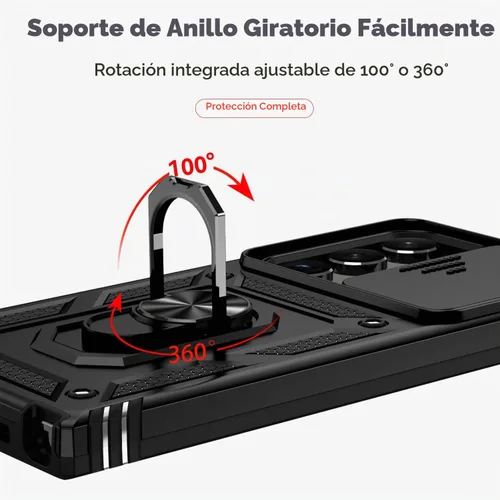 Vista 6 de Funda para Samsung Galaxy S23 Ultra con funda para cámara deslizante, protector de pantalla HD [prueba de caídas de grado militar] Funda protectora