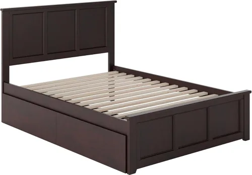 Vista 5 de AFI, Madison - Cama de plataforma de almacenamiento matrimonial con estribo a juego, color espresso