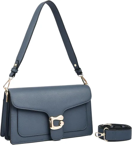 Vista 19 de Travistar Bolsos cruzados para mujer de moda - Pequeño bolso cruzado de hombro con 2 correas, bolso de mano de cuero, bolso de noche de embrague