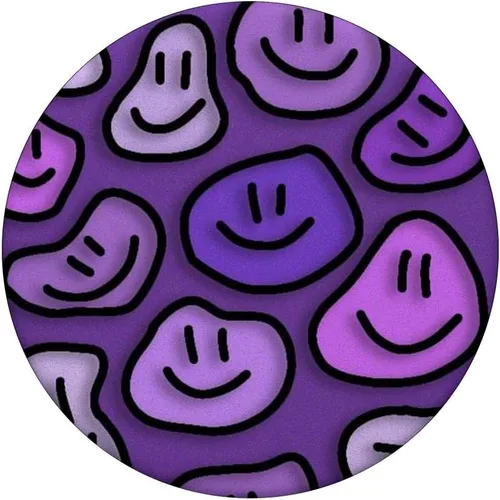 Vista 3 de estética lavanda púrpura remolino líquido goteo sonrisa cara PopSockets estándar PopGrip