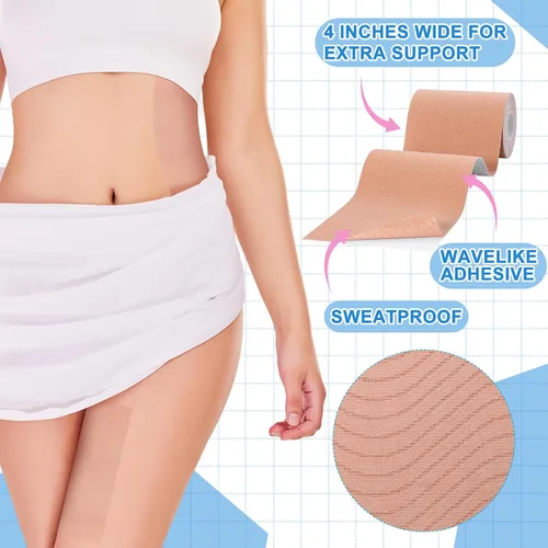 Vista 2 de Geiserailie 3 rollos de cinta de levantamiento de abdomen para espalda, tamaño surtido, parche de levantamiento de muslos, cinta trans