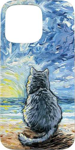 Vista 31 de Nebelung Gray Cat Starry Night Persian Russian Blue Art Case for iPhone 17