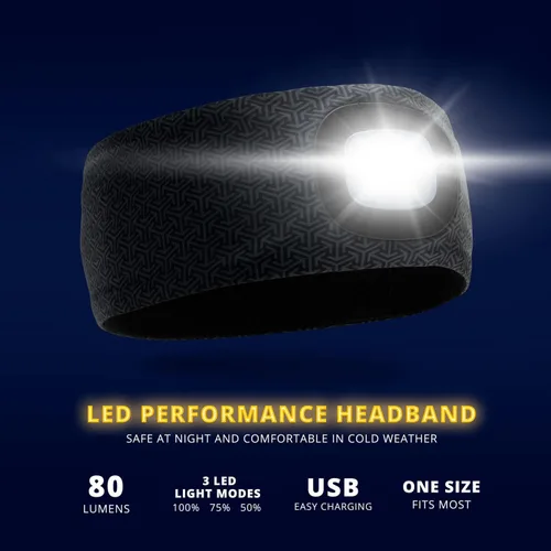 Vista 41 de Gone For a Run Gorros y diademas reversibles con forro polar LED para correr 3 modos de luz
