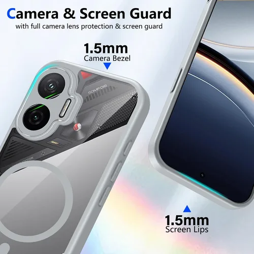 Vista 403 de Funda magnética transparente compatible con Xiaomi 17T, color negro 2 en 1 PC + TPU cubierta de teléfono a prueba de golpes, carcasa protectora