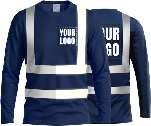 Vista 24 de La alta visibilidad reflexiva de las camisetas de la seguridad del logotipo de encargo Hola Vis de Verde neón - Estilo 8