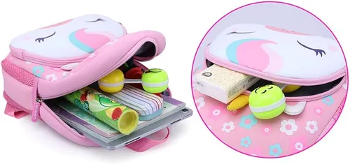 Vista 6 de Mochila impermeable para niños de 2 a 5 años, para el jardín de niños, mochila 3D de lindos dibujos animados, de neopreno, mochila de animales