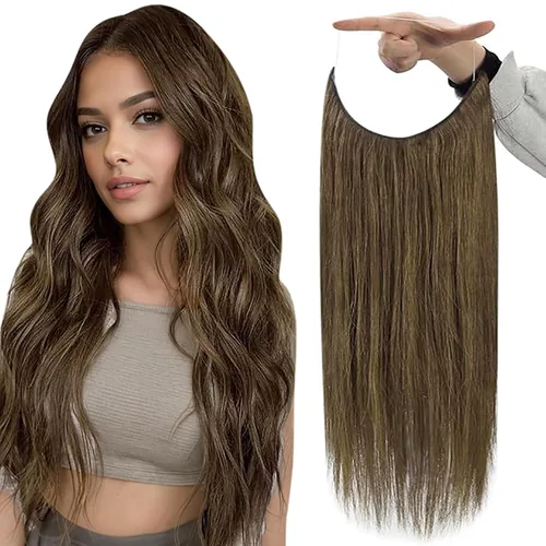 Vista 59 de Fshine - Extensiones de cabello con hilo invisible de 12 pulgadas, color rubio ceniza con reflejos de rubio decolorado, pieza de cabello humano real