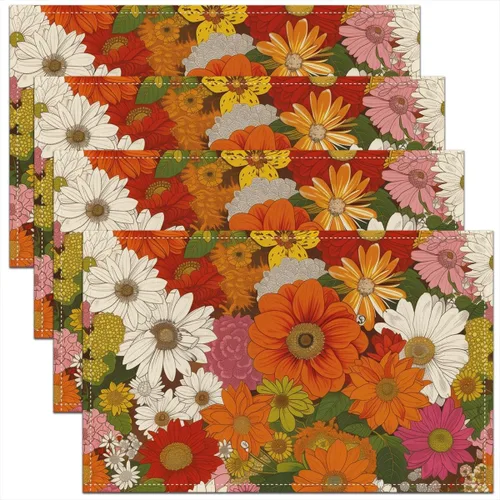 Vista 15 de Juego de 4 manteles individuales con diseño de hongos salvajes, acuarela, plantas naturales, decoración de plantas, para niños, adolescentes