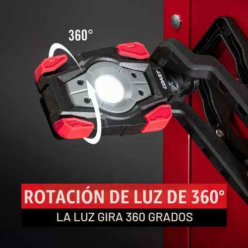 Vista 5 de Coast CL20R 1750 lúmenes recargable de doble potencia giratoria LED abrazadera magnética luz con haz de inundación gran angular, negro/rojo