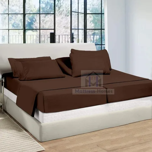 Vista 23 de Juego de sábanas divididas tamaño Queen para cama ajustable, juego de sábanas divididas de 5 piezas para cama Queen dividida de 600 hilos, 100%