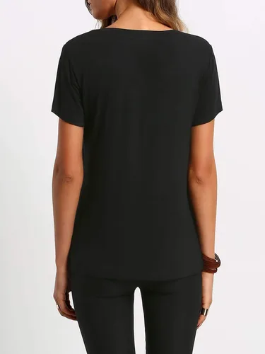 Vista 4 de Floerns playera casual de manga corta con cuello en V para mujer