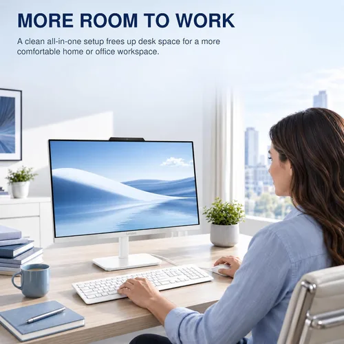 Vista 3 de Lenovo Computadora de escritorio A100 FHD de 24 pulgadas todo en uno CPU Intel Core i3 Core de 8 núcleos 16 GB de RAM, 512 GB SSD WiFi 6