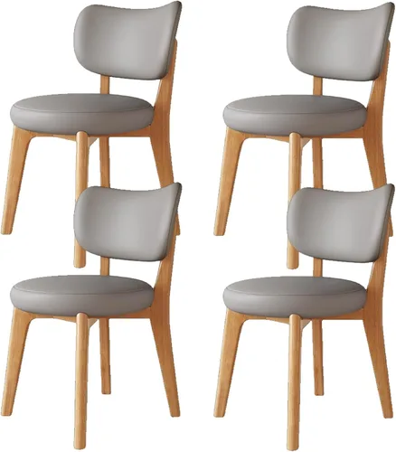 Vista 25 de Juego de sillas de comedor de madera de 1/2/4, sillas de cocina con respaldo curvo, silla de vestíbulo, silla de comedor tapizada, silla de comedor