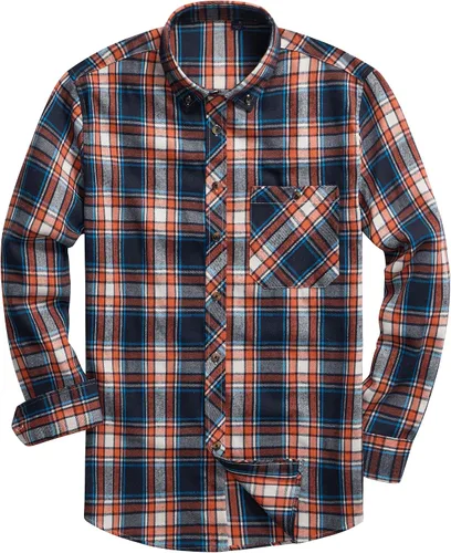 Vista 18 de Lion Nardo Camisas de Franela a Cuadros para Hombre de Manga Larga Camisas de Vestir para Hombre Casuales con Botones Abajo Tallas Grandes