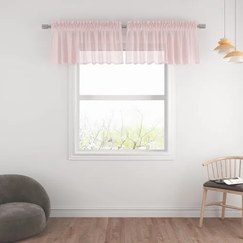 Vista 98 de UPOPO Paneles de Cortina Beige Pequeños Cortinas Transparentes de Gasa de 16 Pulgadas de Largo Cortinas de Cocina de Voile con Textura de Lino