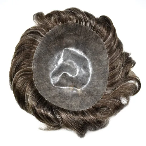 Vista 283 de Toupee para hombre 100% cabello humano real tupé para hombres 0.004 in piel de poliuretano para hombre, sistema de reemplazo de piezas de pelo