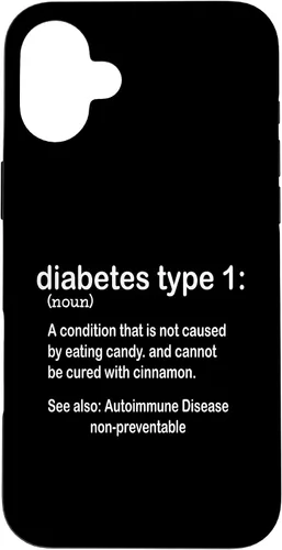 Vista 22 de Funda gráfica divertida para diabetes para iPhone 16 tipo 1