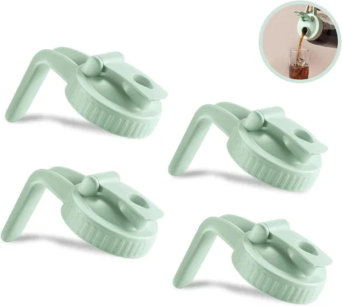 Vista 21 de Paquete de 2 tapas para frascos Mason de boca ancha en forma de V con asa, tapa con pico vertedor para frasco Mason con tapa abatible extendida