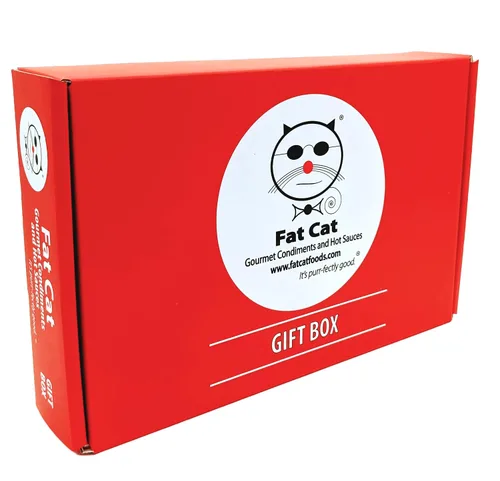 Vista 5 de Fat Cat Gourmet - Caja de regalo de salsa picante natural con nombre de gato divertido y set de regalo Peri-Peri Fantasma Scorpion Carolina
