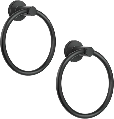 Vista 10 de Toallero, soporte para toallas de mano para montaje en pared, toallero, toalleros, accesorios de baño, percha redonda simple para toallas, acero
