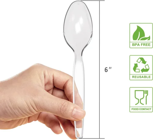 Vista 2 de Heavyweight Plastic Spoons, Clear, 100 Count (Pack of 2)