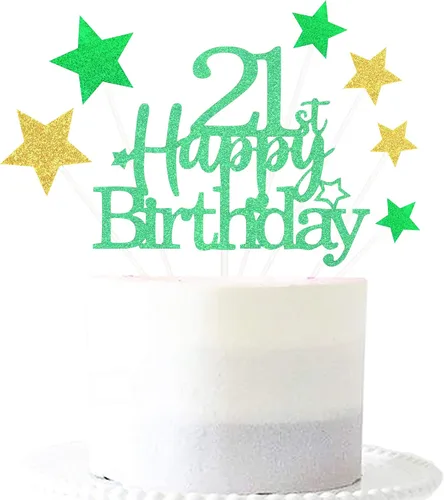 Vista 26 de Decoración brillante para tarta de primer cumpleaños feliz con estrella, adornos personalizados para tarta de 1 cumpleaños, decoraciones de fiesta
