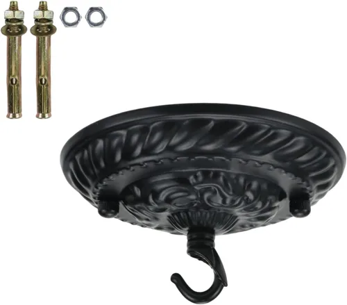 Vista 4 de Kit de toldo de luz de acero de estilo retro de 5 pulgadas, toldo de lámpara de techo para lámpara colgante, negro mate Mate negro