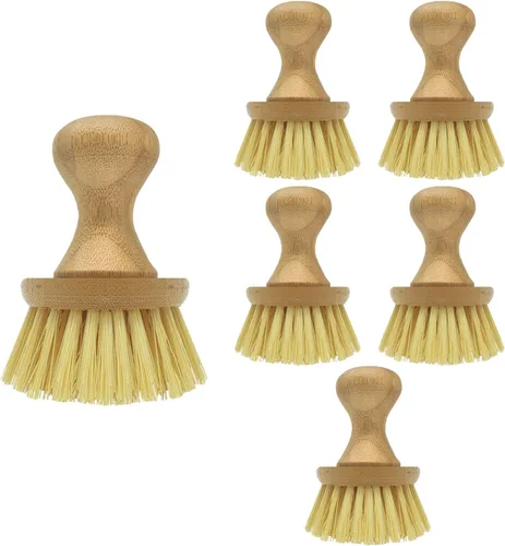 Vista 8 de LOLA Cepillo vegetal con perilla de bambú cómodo, cerdas de polietileno duraderas, bambú natural, fibras son botellas de soda/agua recicladas, 1