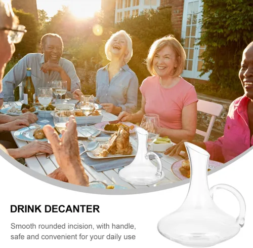 Vista 4 de Decantador de vino de vidrio con asa, decantador de vino tinto transparente para amante, jarra