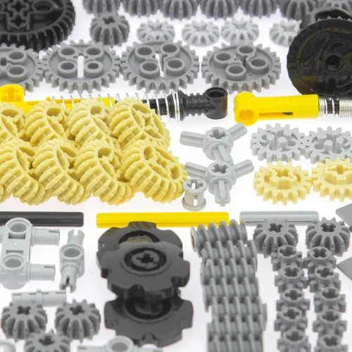 Vista 7 de Habow 852pcs Technic-Parts Gears-Axle-Pin-Connector Compatible con Lego-Technic, Ruedas Amortiguadoras, Articulaciones de Marco de Enlace de Cadena