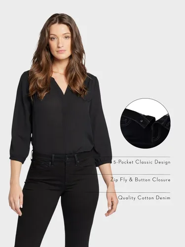 Vista 4 de NYDJ Barbara - Pantalones de mezclilla para mujer Negro