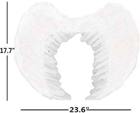 Vista 2 de Alas de ángel de plumas Aishn para disfraces de cosplay o Halloween, L, Blanco