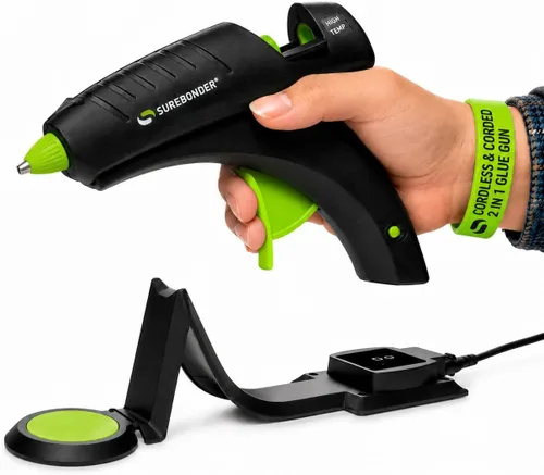 Vista 10 de Pistola de pegamento caliente sin cable Surebonder, alta temperatura, tamaño completo, 60W, 50% más potencia y barras de pegamento caliente Adtech