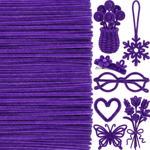 Vista 25 de 200 limpiapipas extralargas de 24 pulgadas para manualidades, color Color macaron