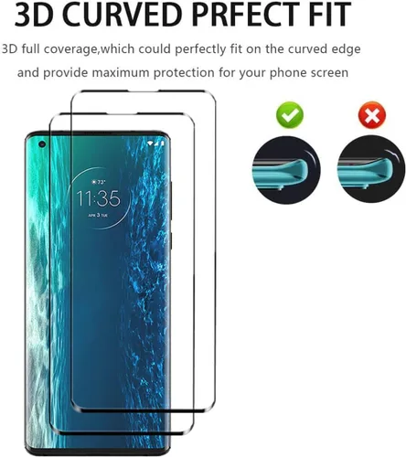 Vista 3 de Protector de pantalla curvado 3D para Moto Edge (2020), [2 unidades] de vidrio templado de cobertura completa para Motorola Edge 2020 (6.7 pulgadas)
