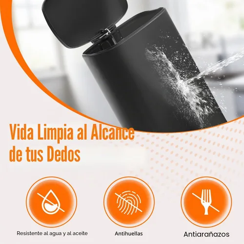 Vista 4 de Basurero de cocina con tapa para oficina, dormitorio, baño, cubo de basura con pedal a prueba de huellas dactilares, contenedor de basura de acero