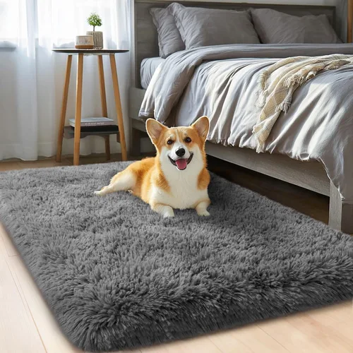 Vista 24 de qulint Alfombra negra para dormitorio, alfombra de área pequeña de 2 x 3 pies para habitación de niños, alfombra suave y mullida para sala de estar