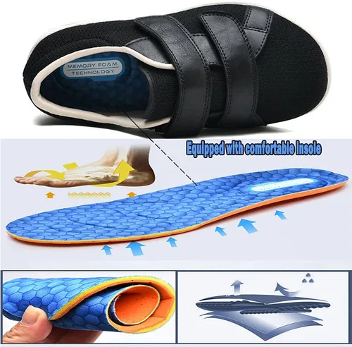 Vista 4 de JBTNBX Zapatos para hombre de ancho ancho ancho con cierre ligero ajustable, zapatos para caminar para diabéticos edema para hombres ancianos, tenis