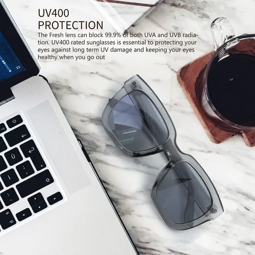 Vista 5 de The Fresh Flat Lens Retro Gafas de sol cuadradas de gran tamaño para mujer