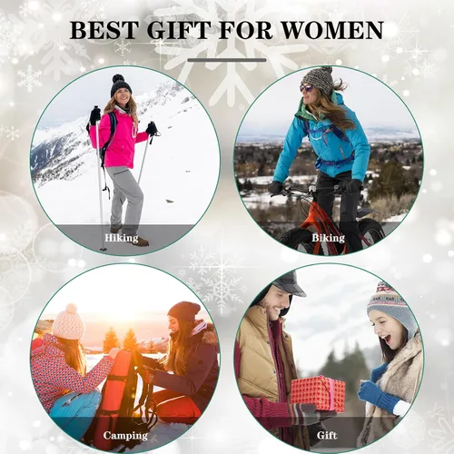 Vista 6 de Gorro de punto con pompón para mujer, gorro de invierno cálido con forro polar para mujer