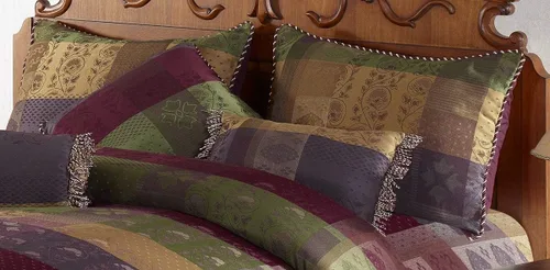 Vista 3 de Chezmoi Collection Juego de edredón de retazos jacquard Gitano multicolor de 7 piezas, ropa de cama tamaño King