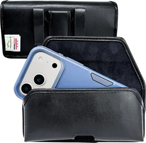 Vista 18 de Turtleback Soporte para cinturón para iPhone 17 Pro y 17Air, pequeño se adapta con fundas delgadas MagSafe o TechWave, funda horizontal de cuero