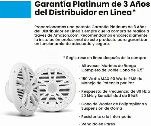 Vista 5 de BOSS Audio System gama completa – Altavoces marinos resistentes a la intemperie de 2 vías, se venden en pares